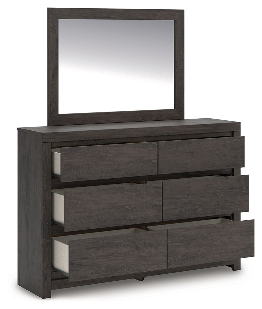 Fraluna - Charcoal - Dresser And Mirror - Hornell Furniture Outlet