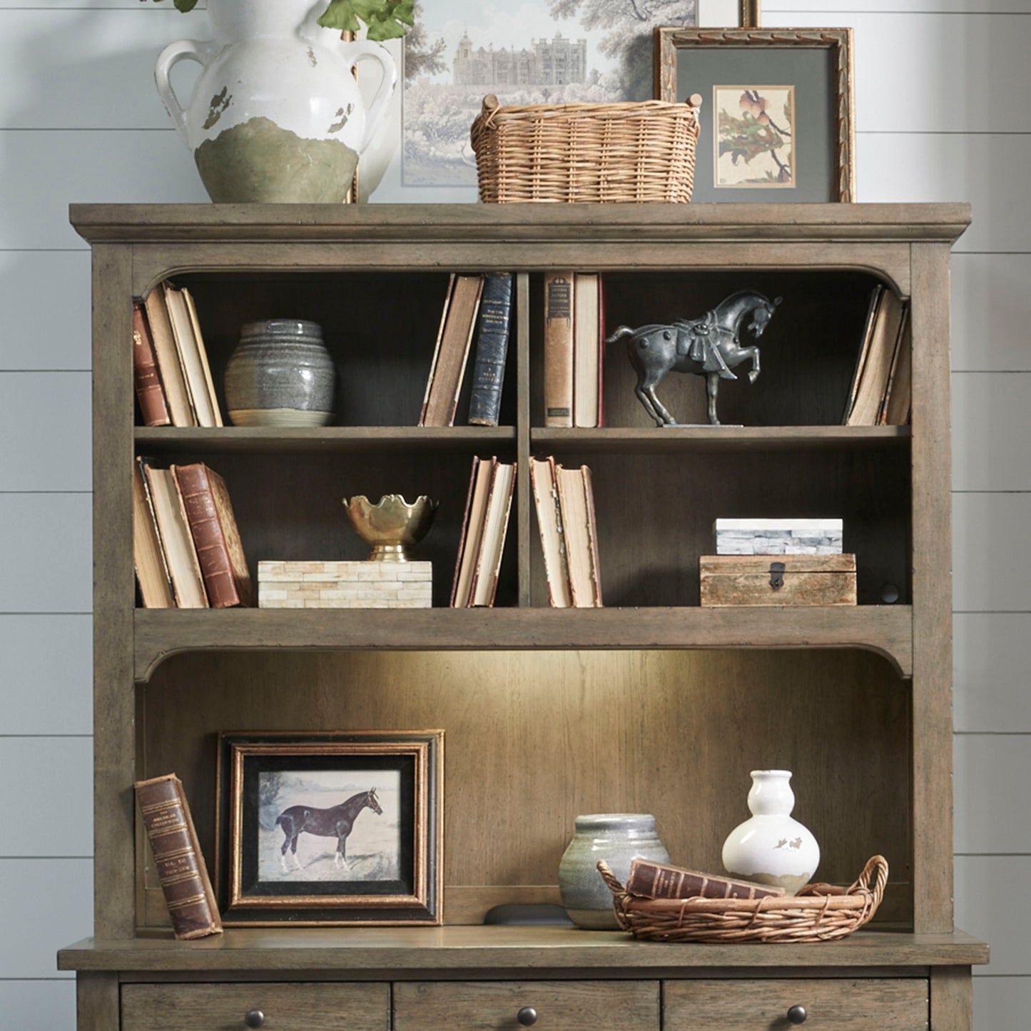 Americana Farmhouse - Credenza Hutch - Light Brown - Hornell Furniture Outlet