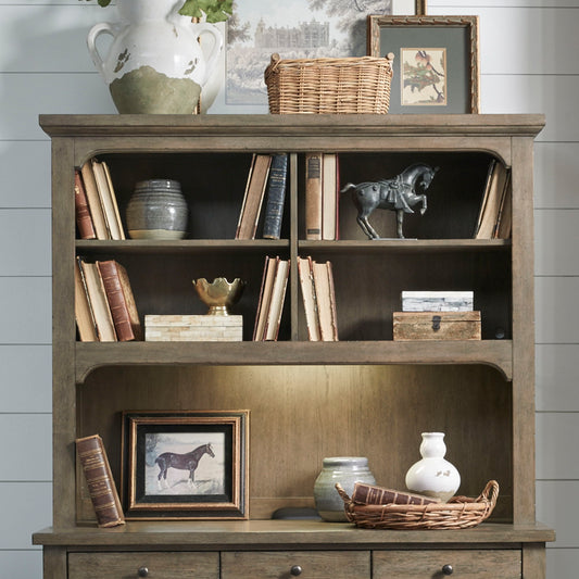 Americana Farmhouse - Credenza Hutch - Light Brown - Hornell Furniture Outlet