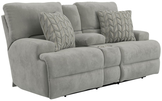 Renaldo - Power Console Loveseat With Zero Gravity Recline - Stone - Hornell Furniture Outlet