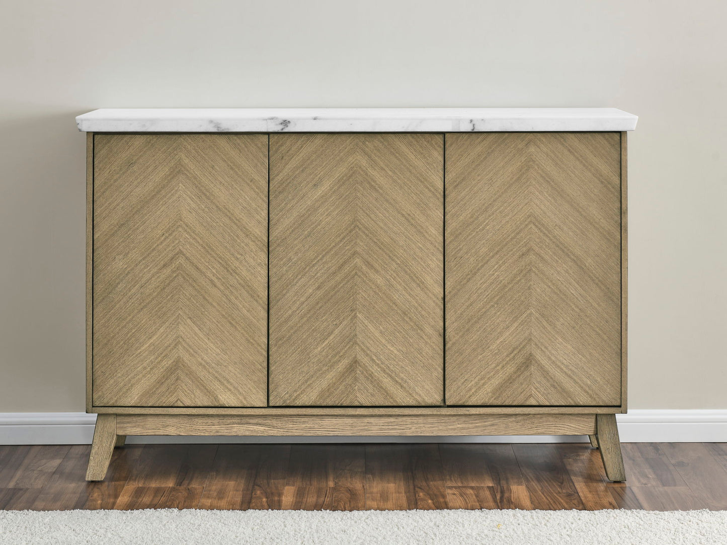 Vida - White Marble Top Server - Dark Brown - Hornell Furniture Outlet