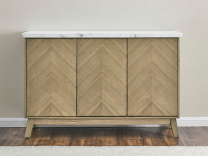 Vida - White Marble Top Server - Dark Brown - Hornell Furniture Outlet