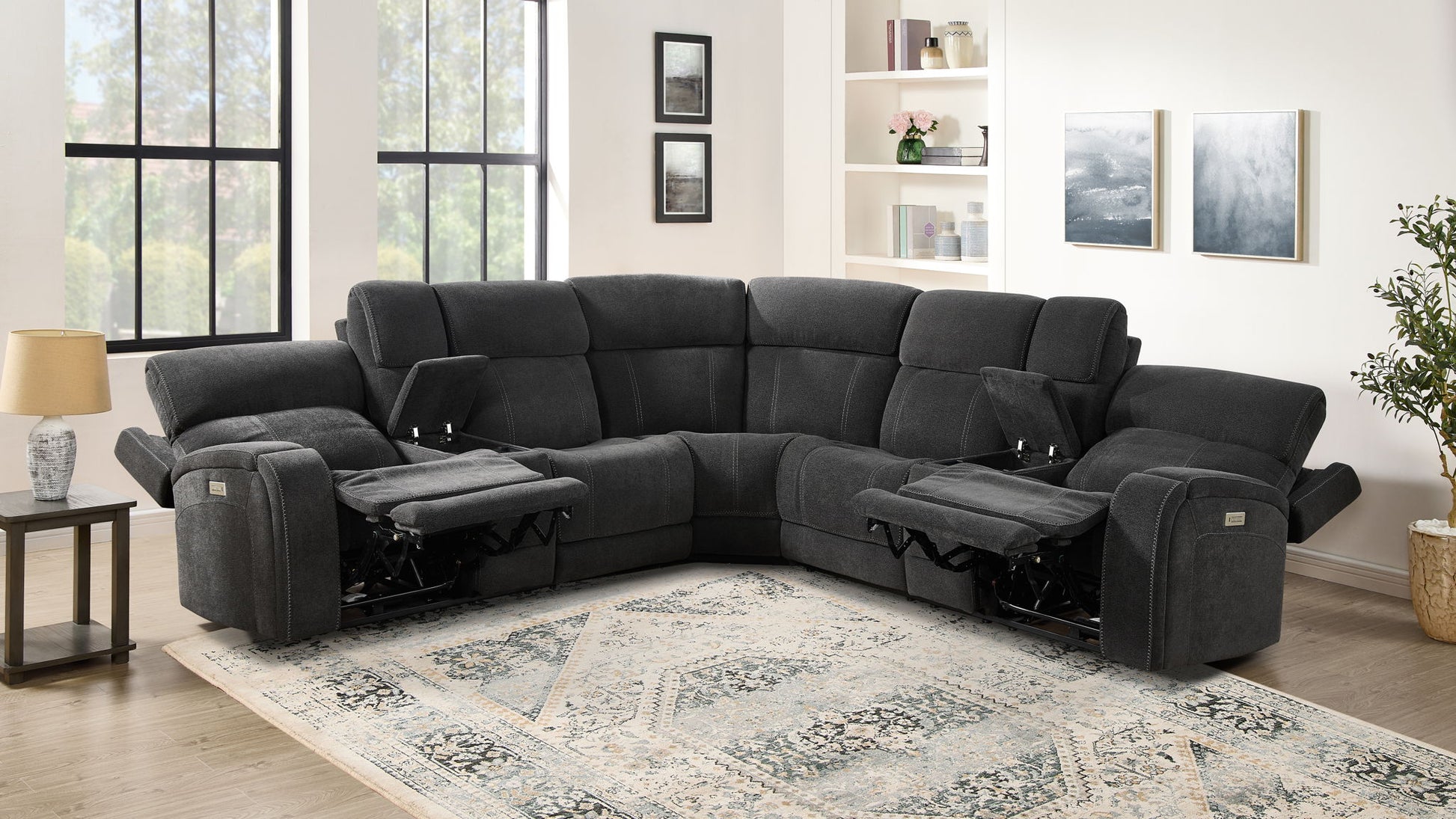 Seattle - 3 Piece Sectional - Gray - Hornell Furniture Outlet