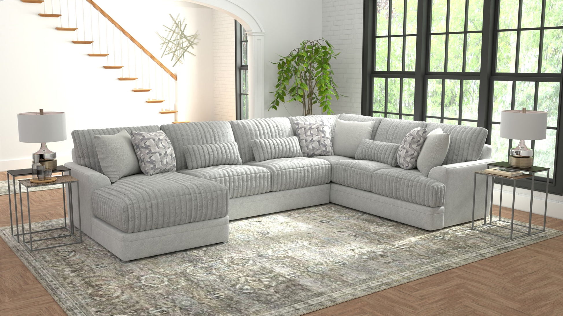 Titan - Sectional With Comfort Coil Seating And Accent Pillows Included - Hornell Furniture Outlet