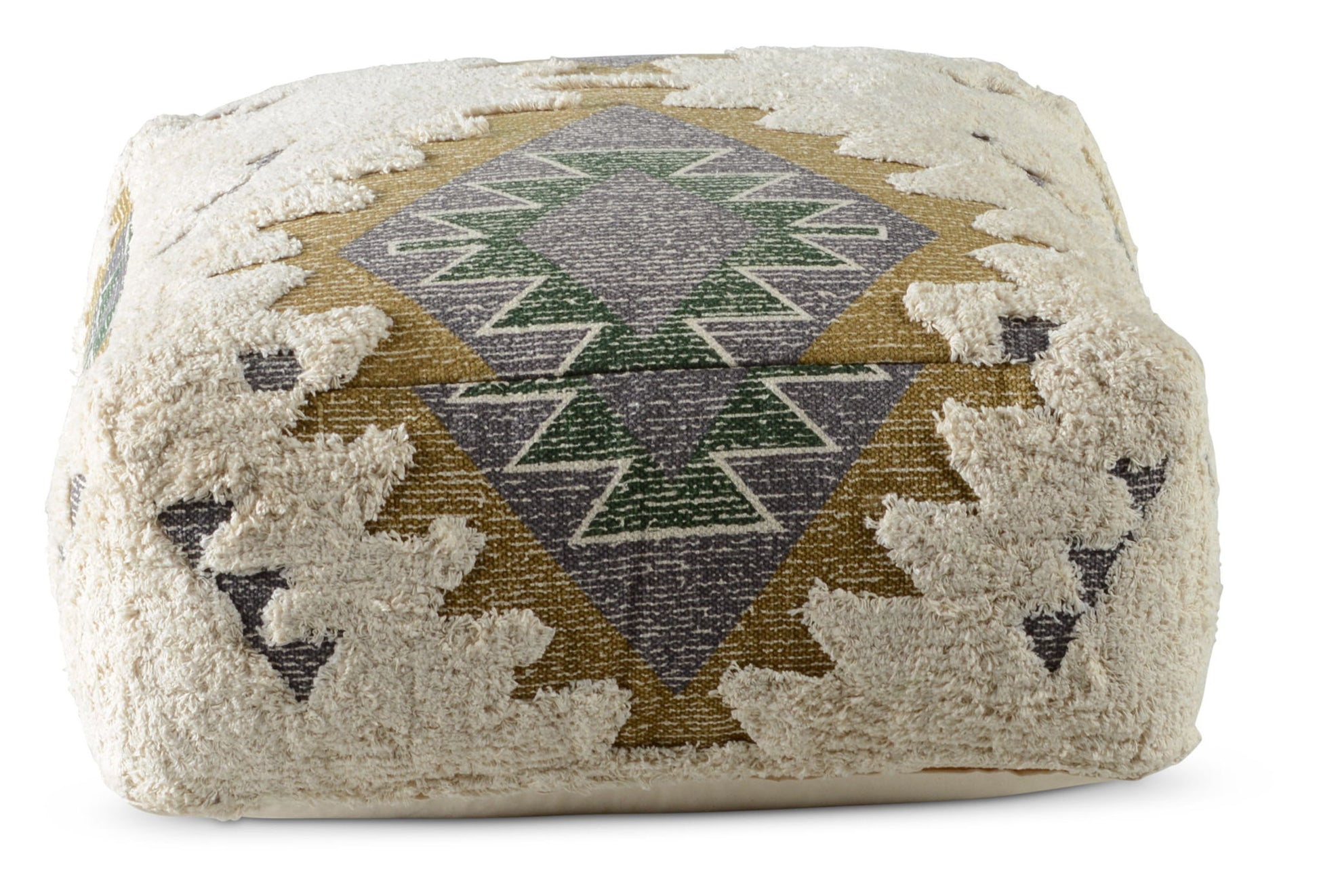 Lyssa - Jacquard Fabric Printed Pouf - Beige - Hornell Furniture Outlet