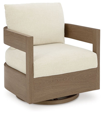 Serene Bay - Dark Brown / White - Swivel Glider Chair With Cushion - Hornell Furniture Outlet
