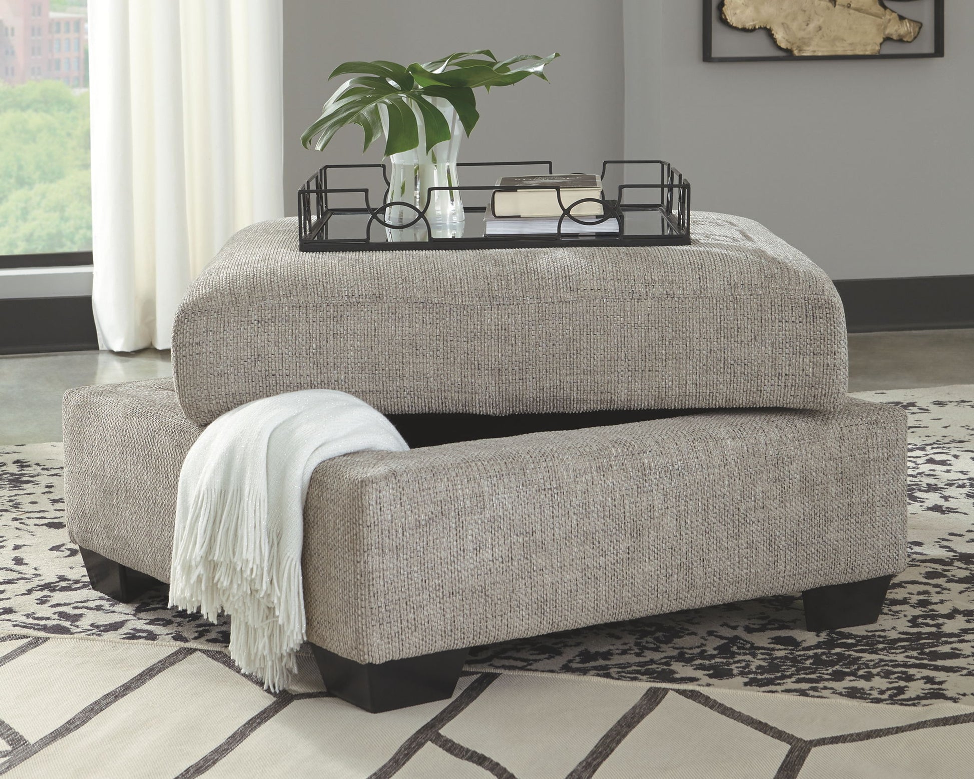 Megginson - Storm - Ottoman With Storage - Hornell Furniture Outlet