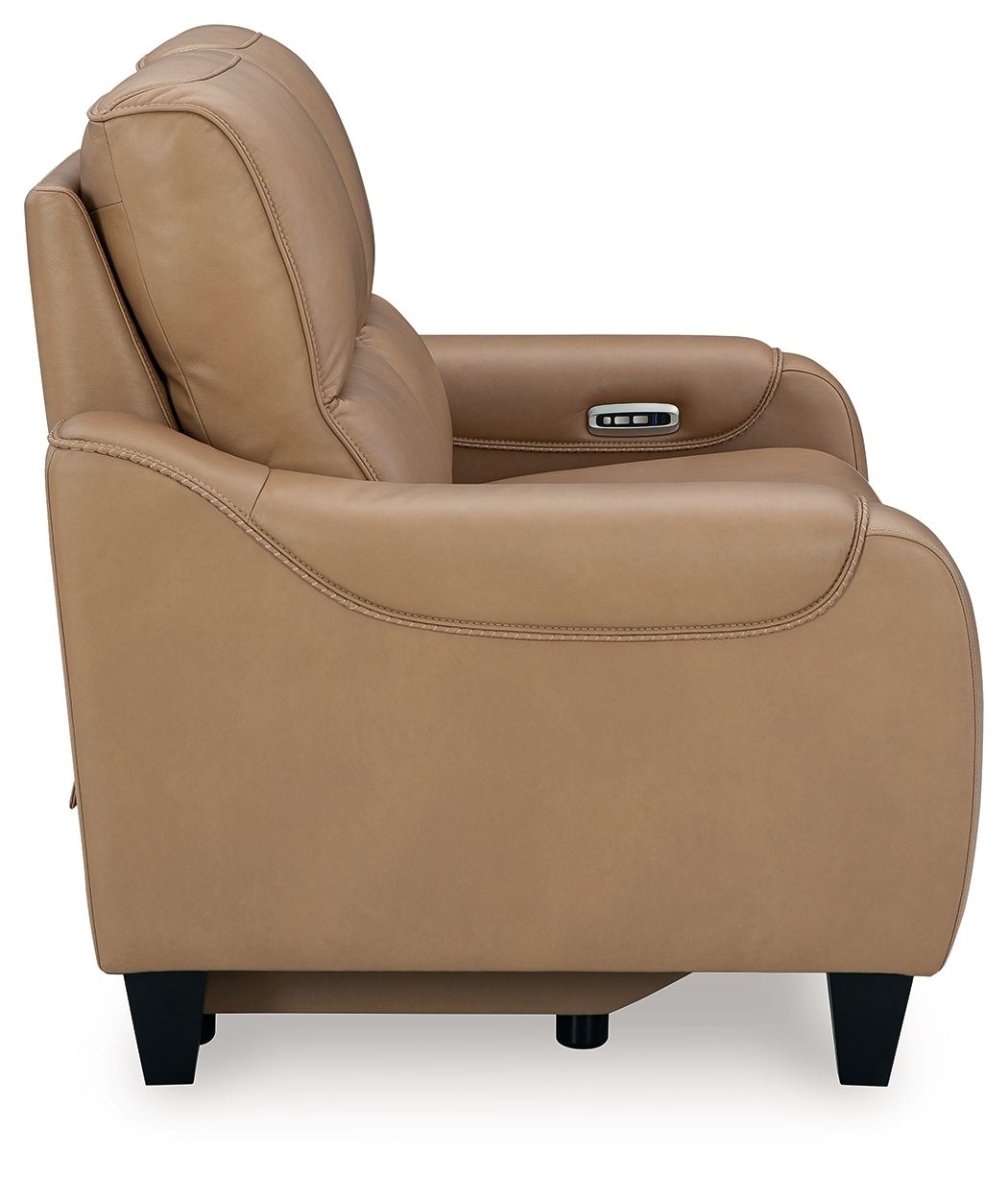 Mosswell - Power Reclining Loveseat With Adj Headrest - Toffee - Hornell Furniture Outlet