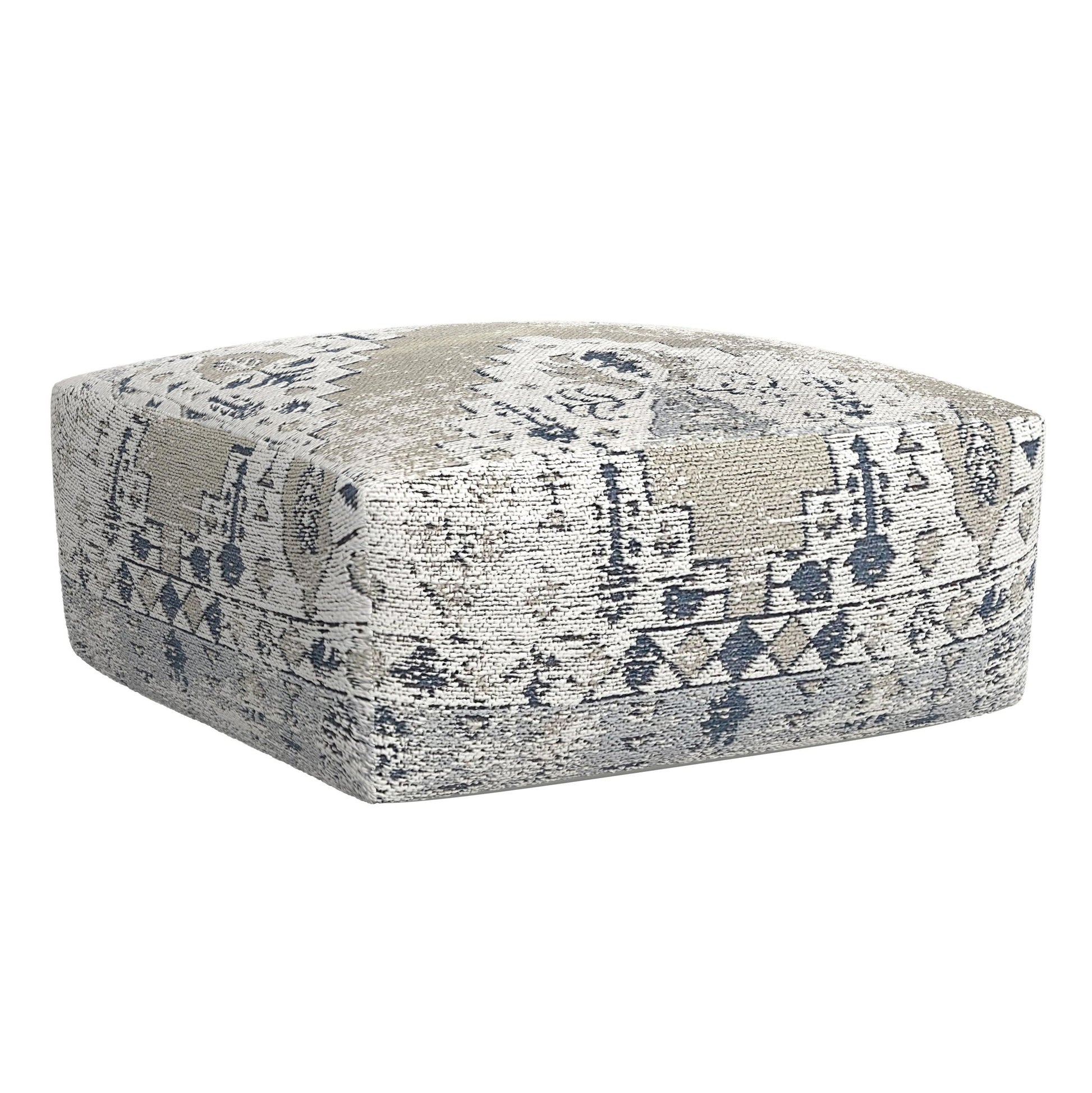 Kira - Jacquard Woven Pouf - Green - Hornell Furniture Outlet