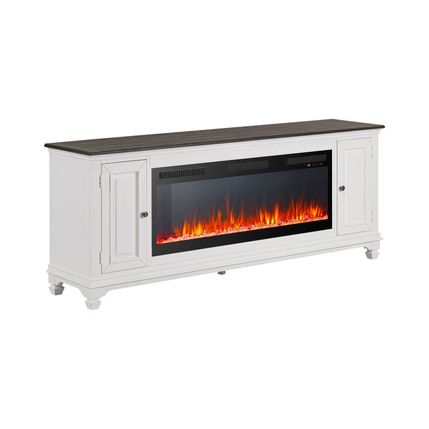 Fireplace TV Consoles - 417 80" Console With Fire FTS - White - Hornell Furniture Outlet