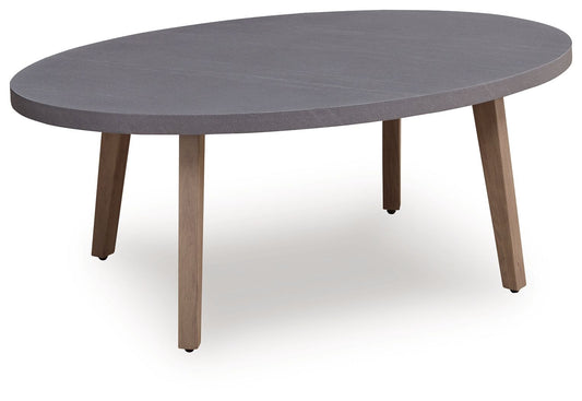 Harmony Headlands - Oval Cocktail Table - Natural / Gray - Hornell Furniture Outlet