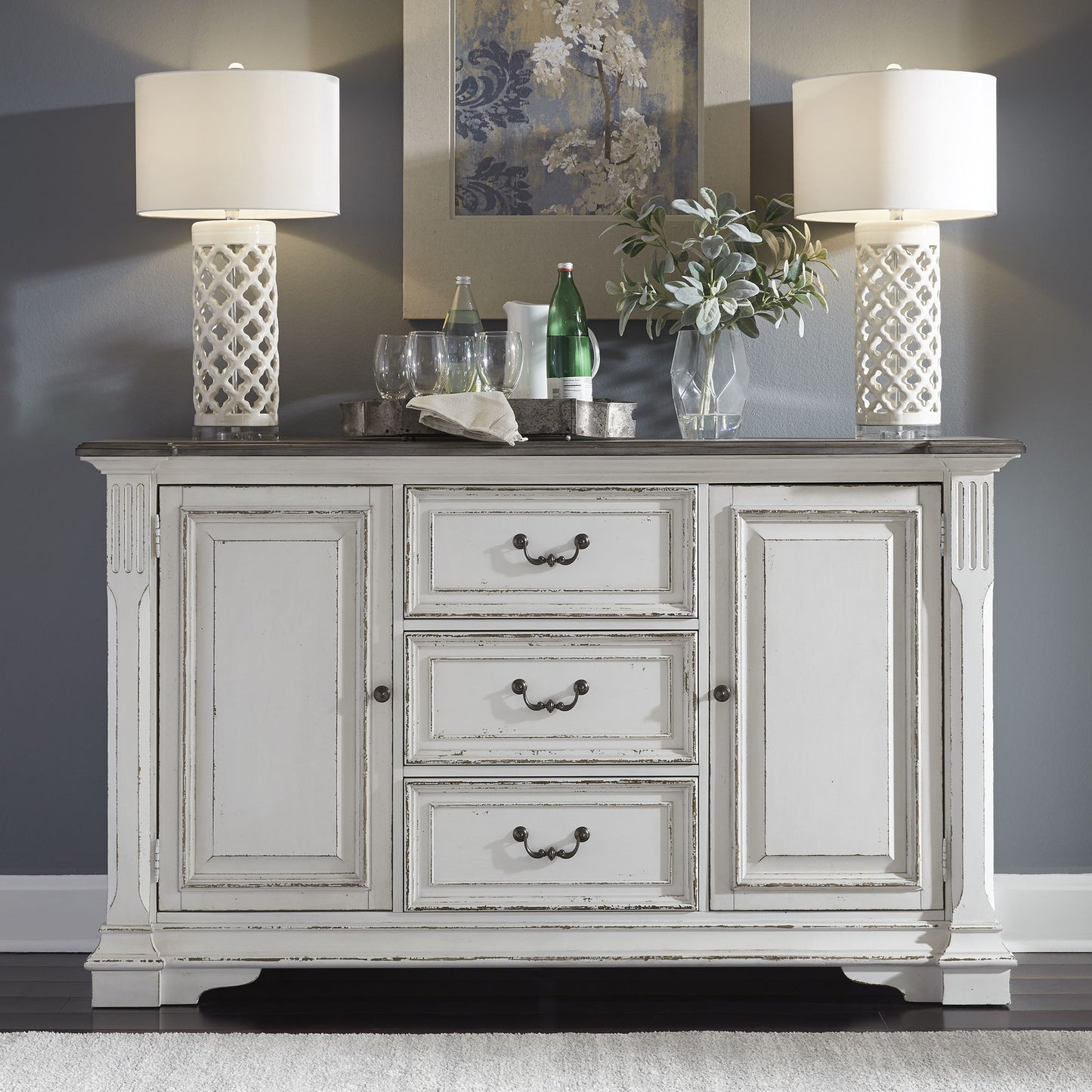 Abbey Park - Buffet - White - Hornell Furniture Outlet