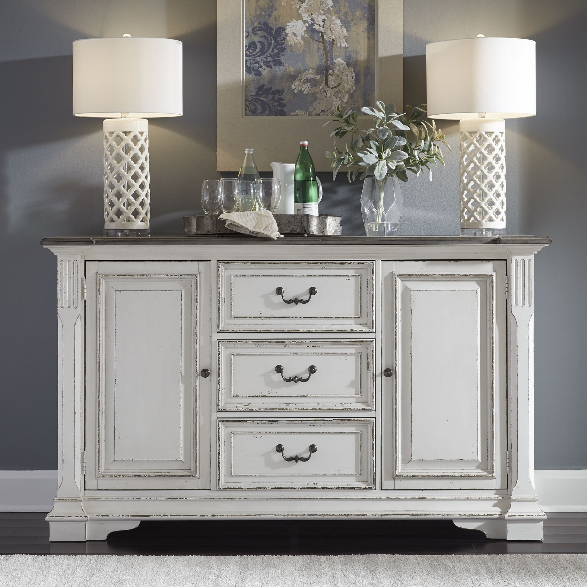 Abbey Park - Buffet - White - Hornell Furniture Outlet