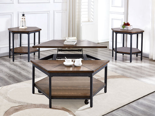 Ultimo - 3 Piece Table Set (Hexagon Lifttop & End Tables) - Brown - Hornell Furniture Outlet