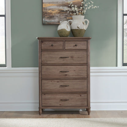 Hickory Grove - 6 Drawer Chest - Heirloom Brown - Hornell Furniture Outlet