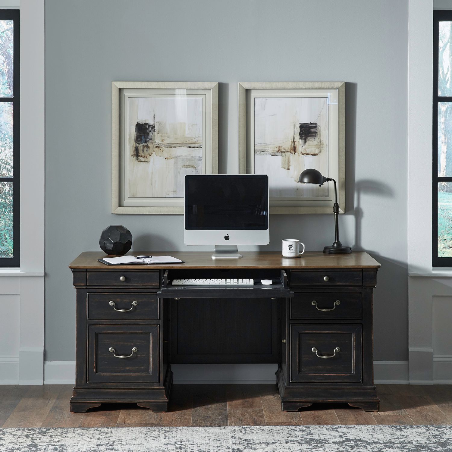 Meritage - Jr Executive Desk - Black - Hornell Furniture Outlet