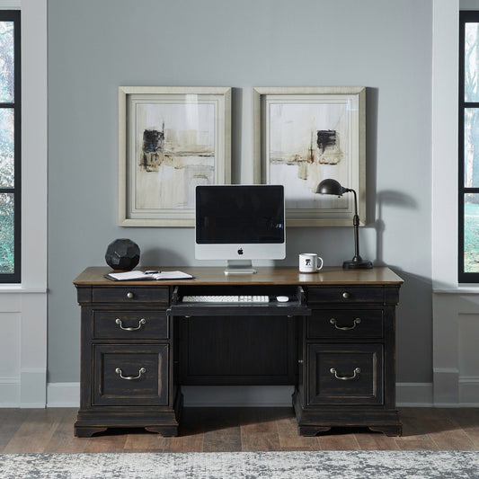 Meritage - Jr Executive Desk - Black - Hornell Furniture Outlet