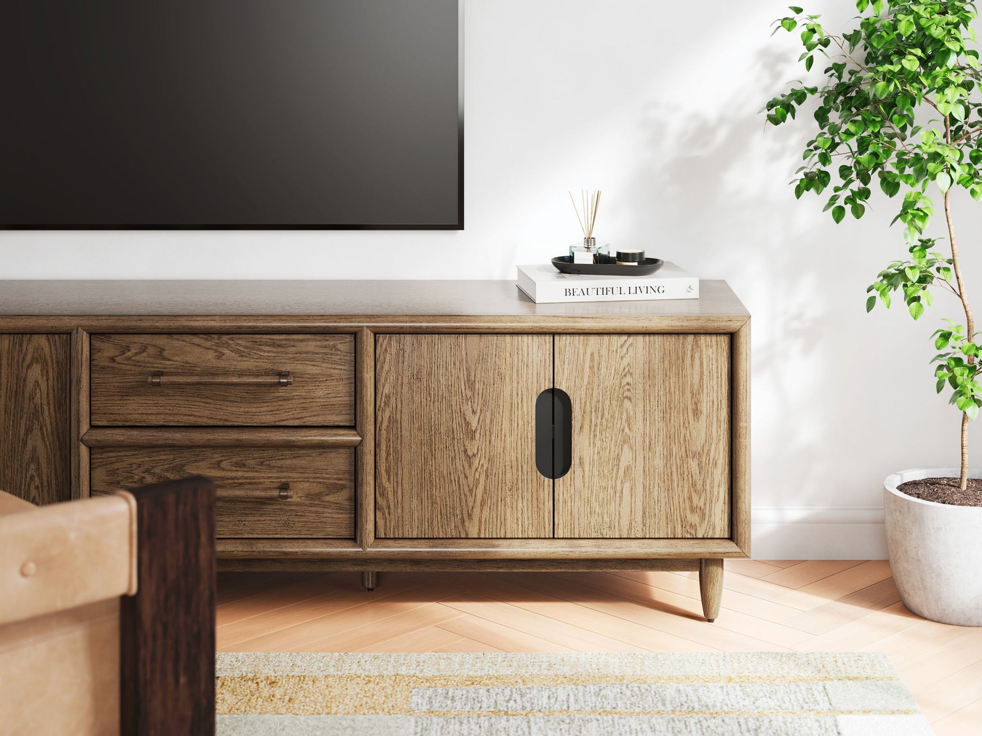 Roanhowe - Brown - Extra Large TV Stand - Hornell Furniture Outlet