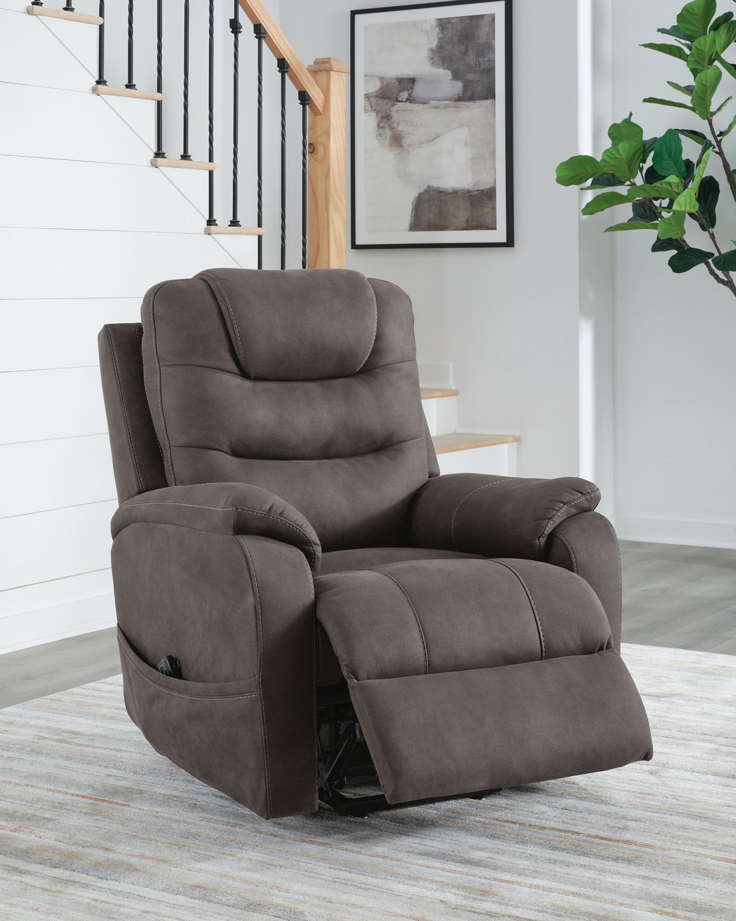 Snowfield - Power Lift Recliner - Gunmetal - Hornell Furniture Outlet