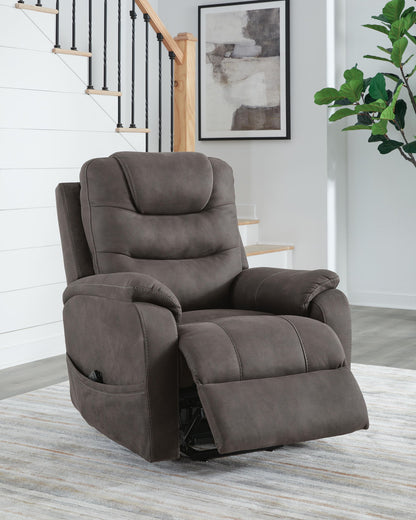 Snowfield - Power Lift Recliner - Gunmetal - Hornell Furniture Outlet