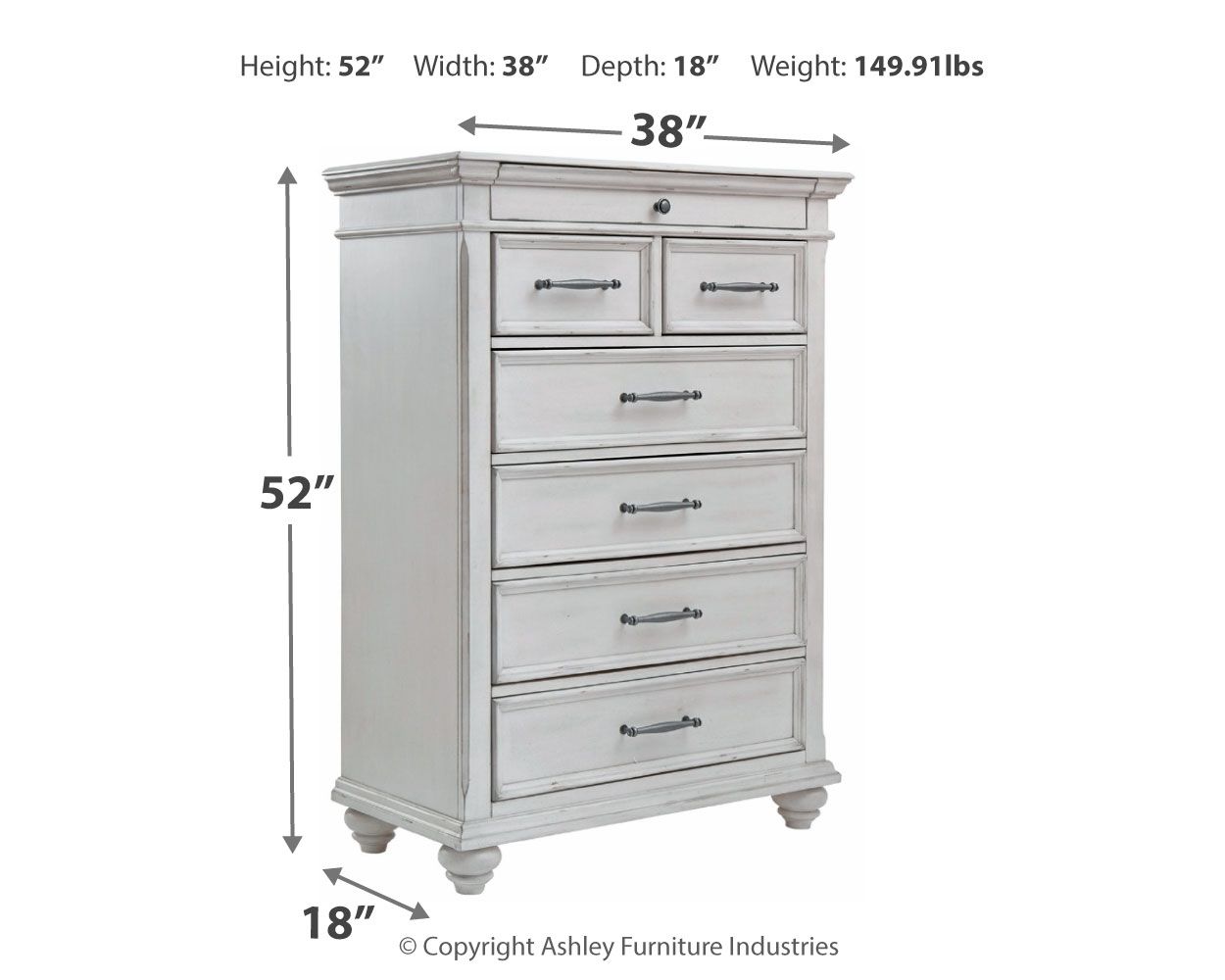 Kanwyn - Whitewash - Chest - Hornell Furniture Outlet