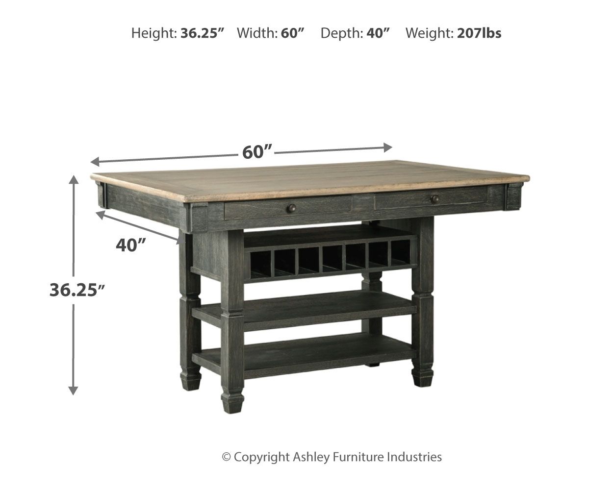Tyler Creek - Black / Gray - Rectangular Dining Room Counter Table - Hornell Furniture Outlet