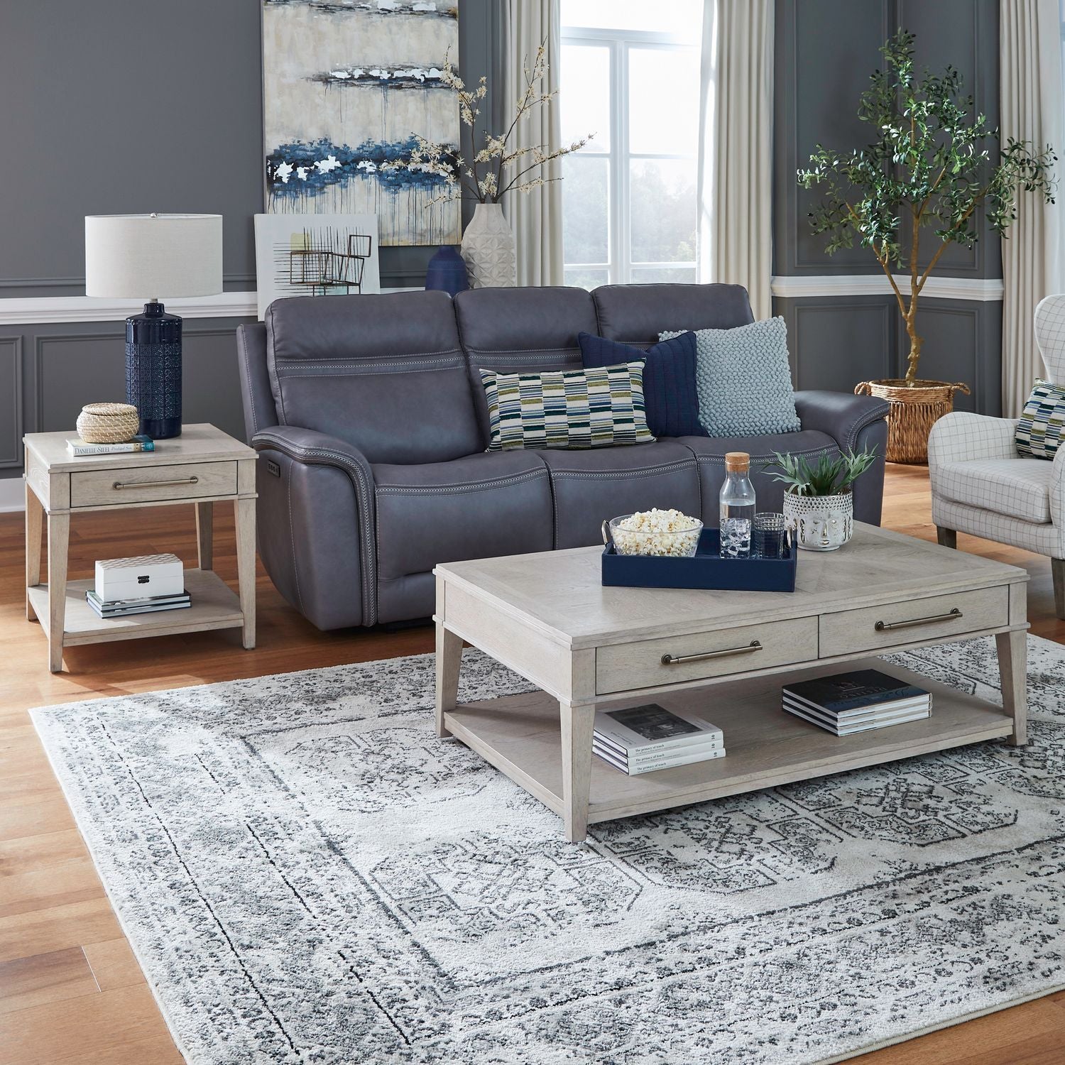 New Haven - 3 Piece Table Set - Sanctuary White - Hornell Furniture Outlet