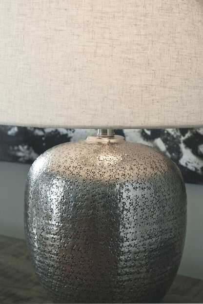 Magalie - Antique Silver Finish - Metal Table Lamp - Hornell Furniture Outlet