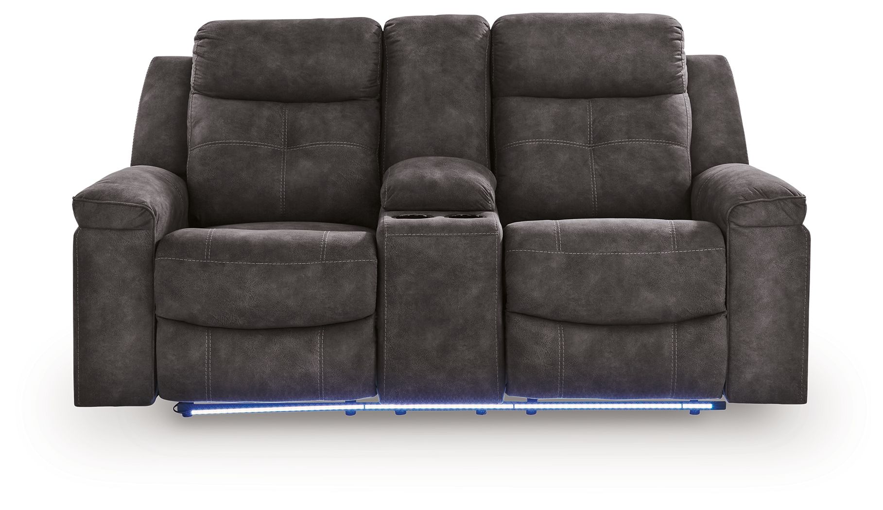 Brysonview - Double Reclining Loveseat With Console - Charcoal - Hornell Furniture Outlet