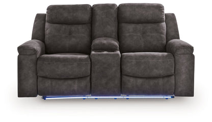 Brysonview - Double Reclining Loveseat With Console - Charcoal - Hornell Furniture Outlet