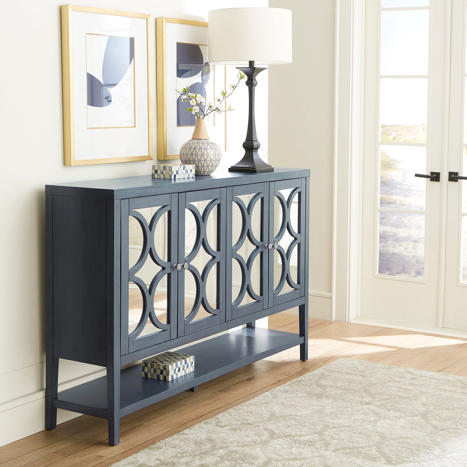 Circle View - Four Door Accent Cabinet - Blue - Hornell Furniture Outlet