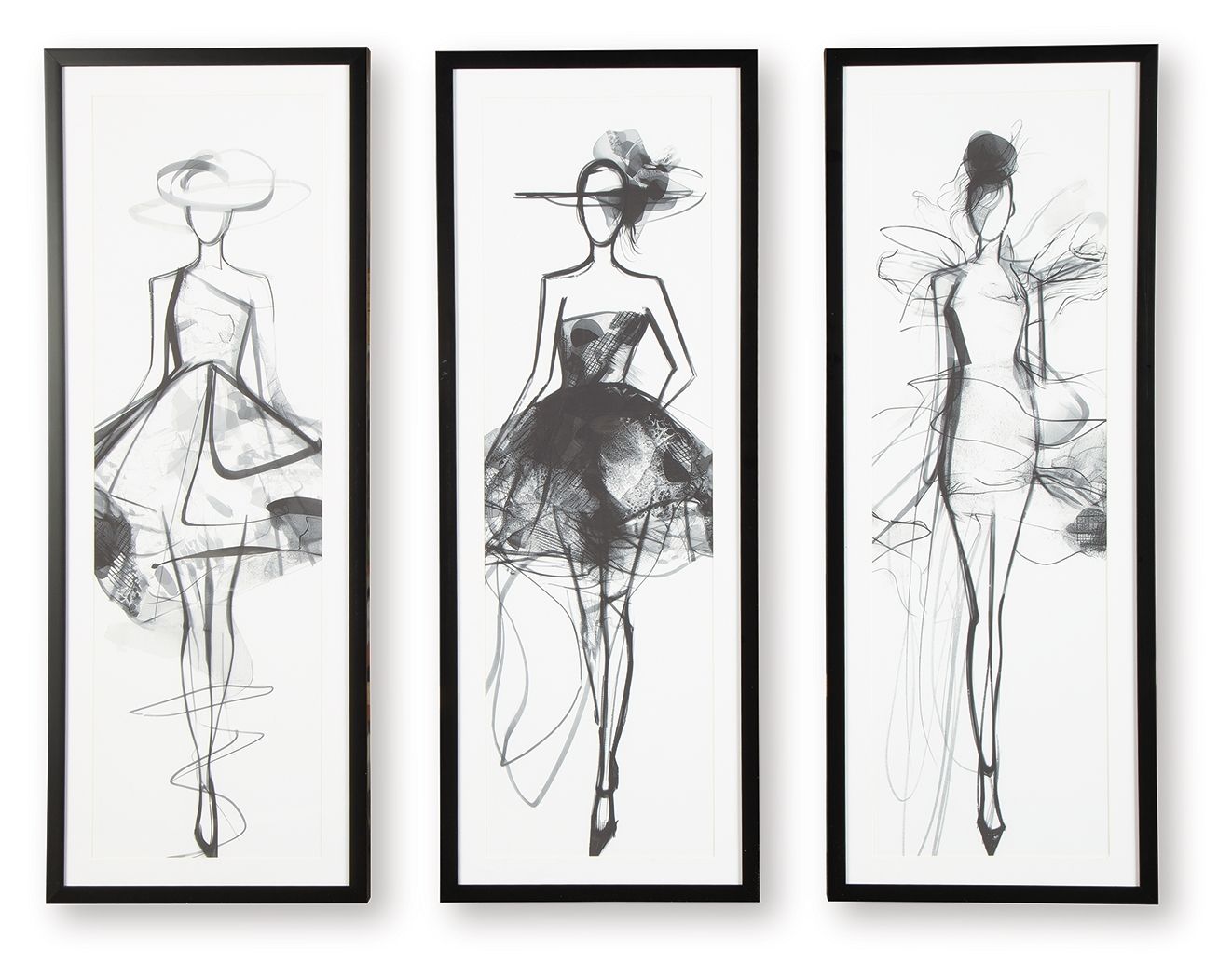Mckerrick - Black / White - Wall Art Set (Set of 3) - Hornell Furniture Outlet