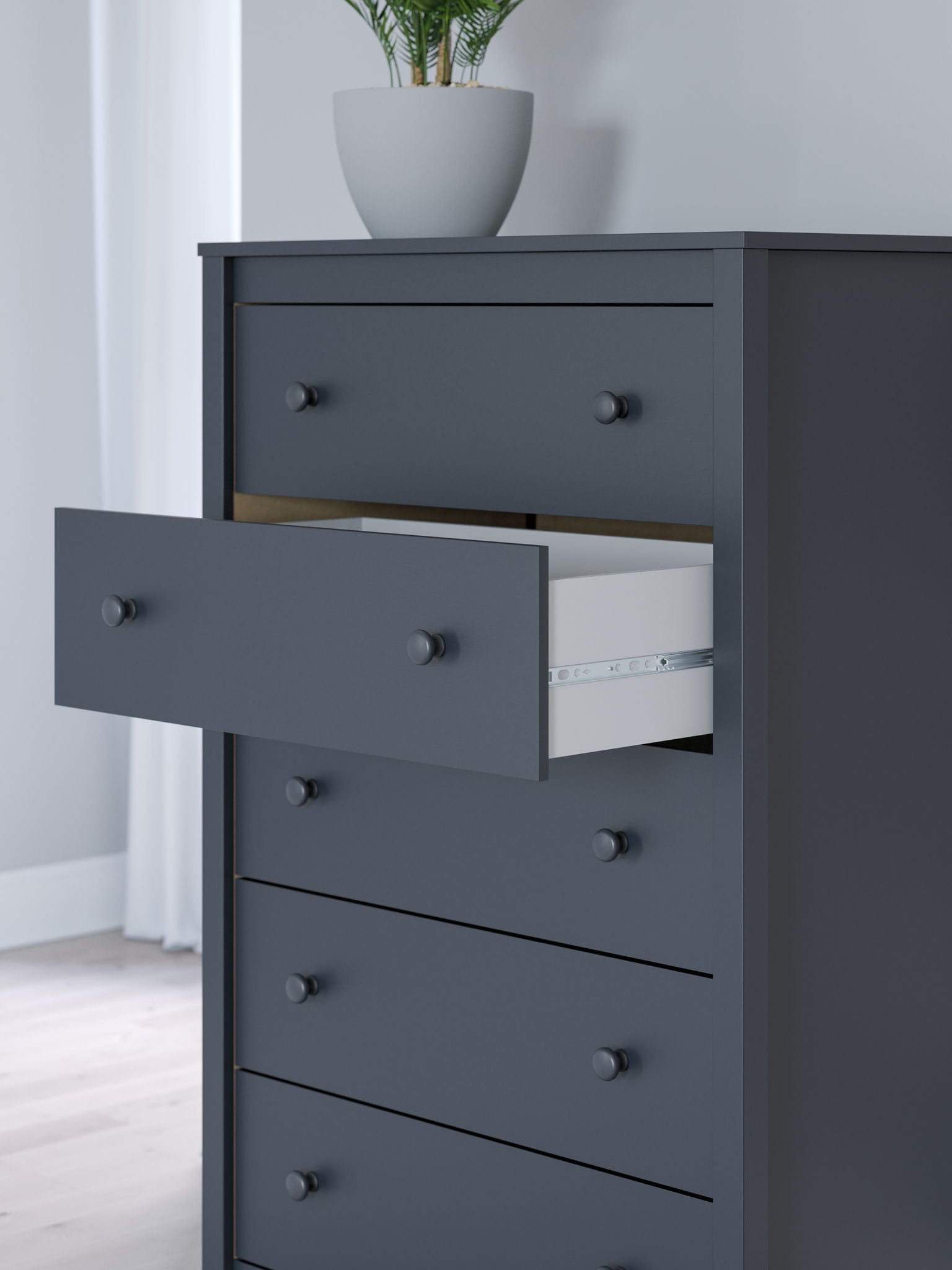 Simmenfort - Navy Blue - Five Drawer Chest - Hornell Furniture Outlet