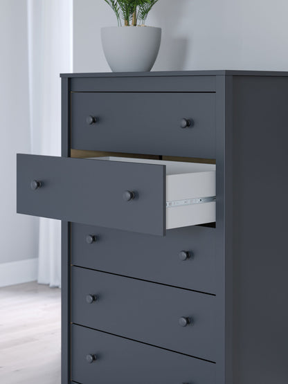 Simmenfort - Navy Blue - Five Drawer Chest - Hornell Furniture Outlet