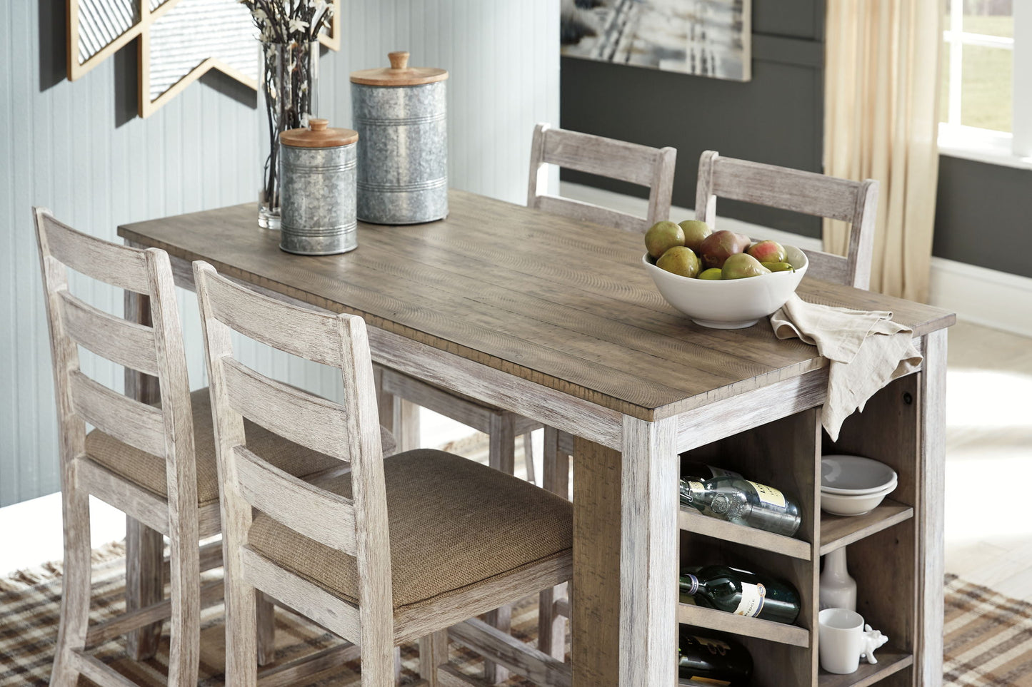 Skempton - Rectangular Counter Table With Storage - White - Hornell Furniture Outlet