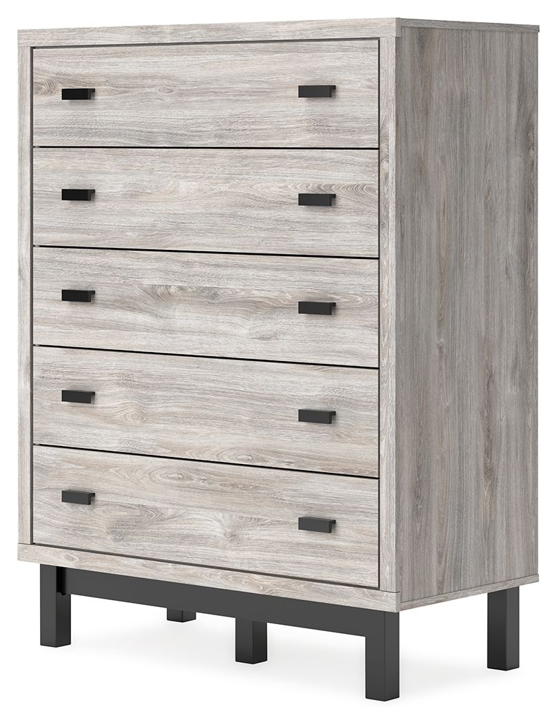 Vessalli - Black / Gray - Five Drawer Wide Chest - Hornell Furniture Outlet