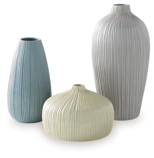 Eiderman - Vase Set (Set of 3) - Gray / Blue / Green - Hornell Furniture Outlet