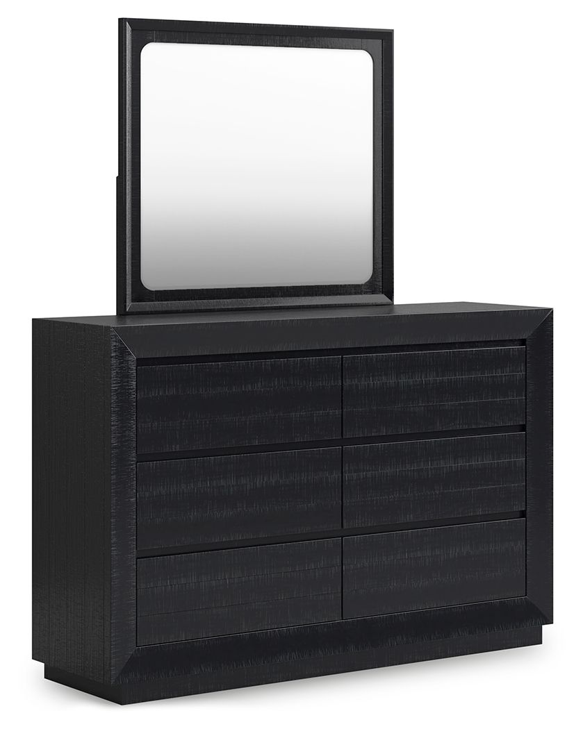 Londer - Black - Dresser And Mirror - Hornell Furniture Outlet