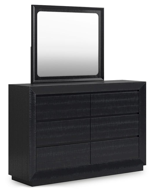 Londer - Black - Dresser And Mirror - Hornell Furniture Outlet