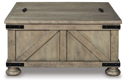 Aldwin - Gray - Cocktail Table With Storage - Square - Hornell Furniture Outlet