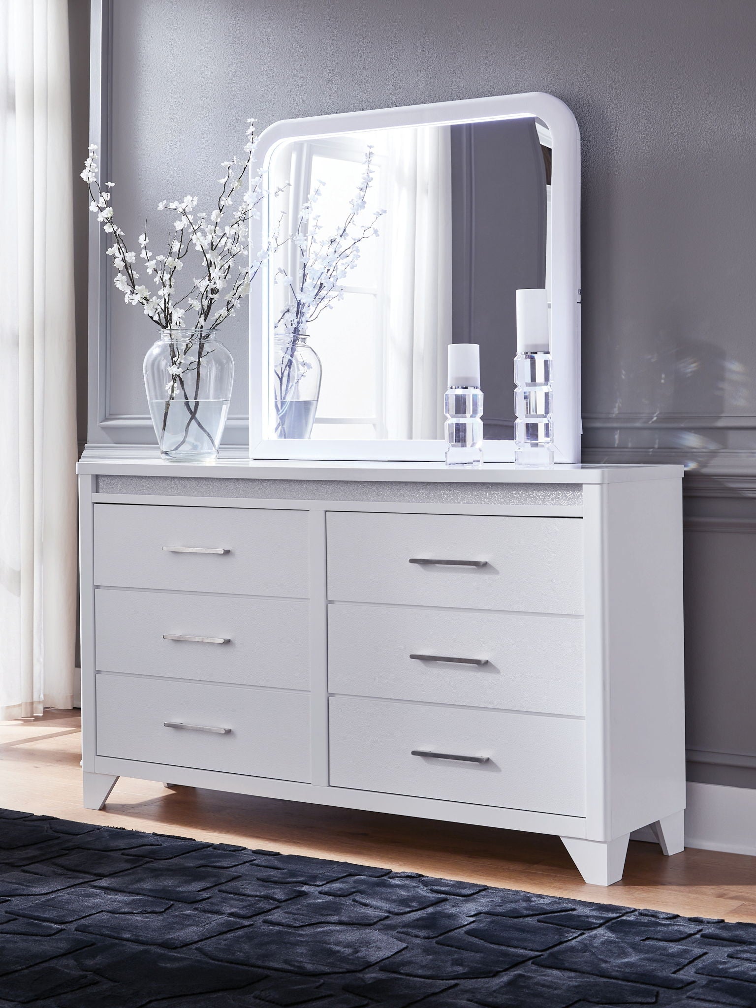 Jarlee - White - Dresser And Mirror - Hornell Furniture Outlet