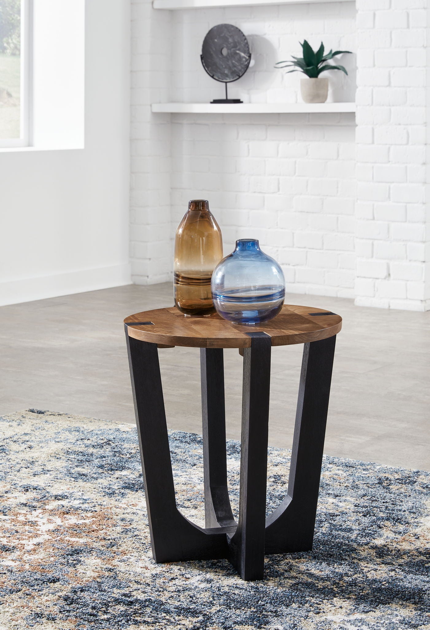 Hanneforth - Round End Table - Brown - Hornell Furniture Outlet