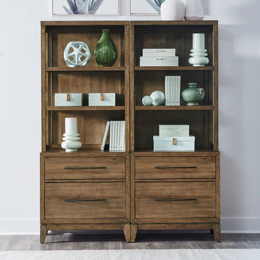 Shaker Lakes - Opt 2 Piece Bunching Bookcase - Harvest Brown - Hornell Furniture Outlet