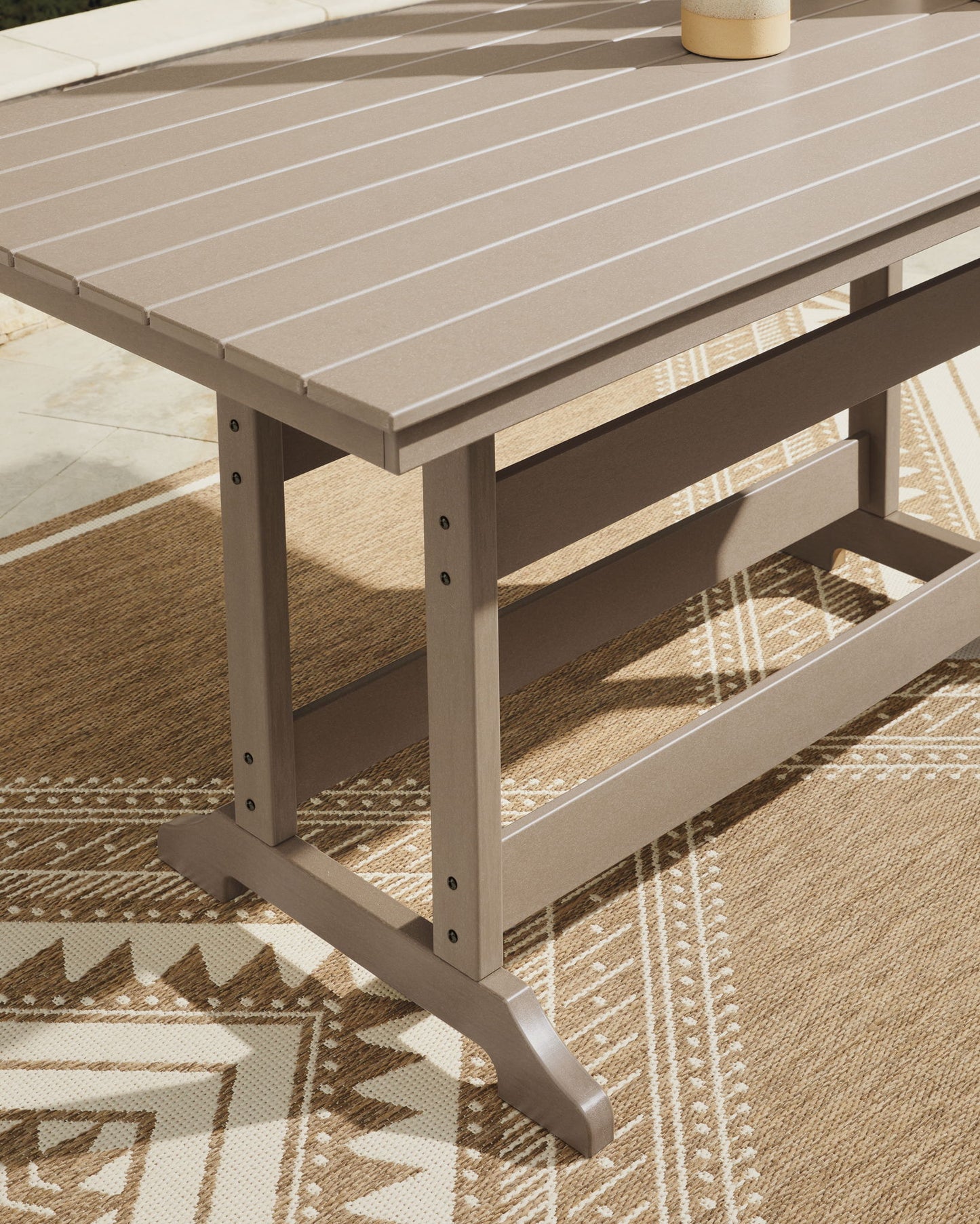 Seacliff Beach - Rectangular Counter Height Dining Table With Umbrella Option - Medium Brown - Hornell Furniture Outlet
