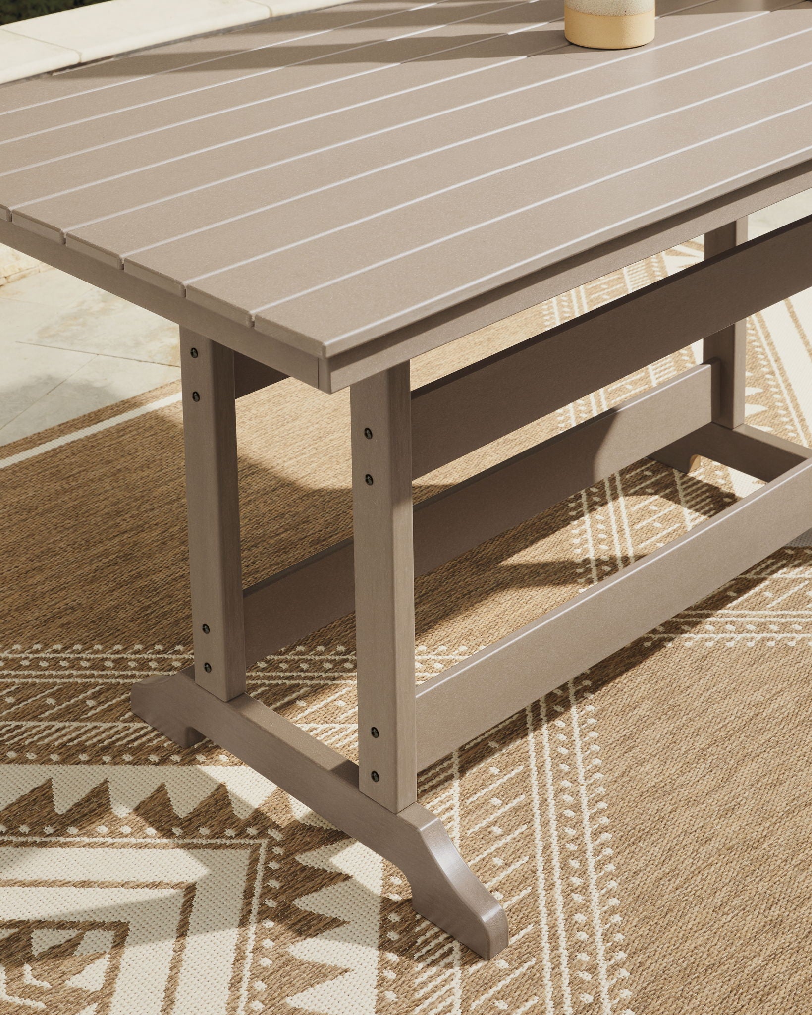 Seacliff Beach - Rectangular Counter Height Dining Table With Umbrella Option - Medium Brown - Hornell Furniture Outlet