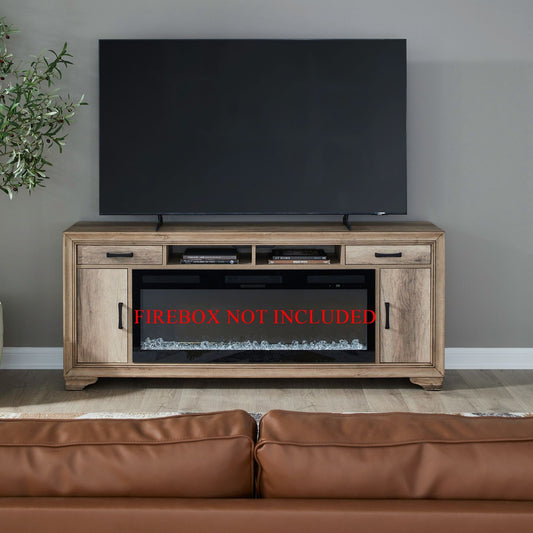 Fireplace TV Consoles - 78" Fireplace TV Console - Brown - Hornell Furniture Outlet