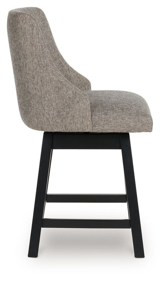 Neymorton - Dark Grayish Brown - Upholstered Swivel Barstool (Set of 2) - Hornell Furniture Outlet