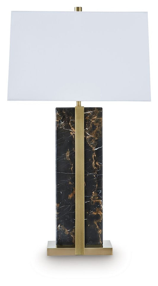 Neonish - Marble Table Lamp - Black / Gold Finish - Hornell Furniture Outlet