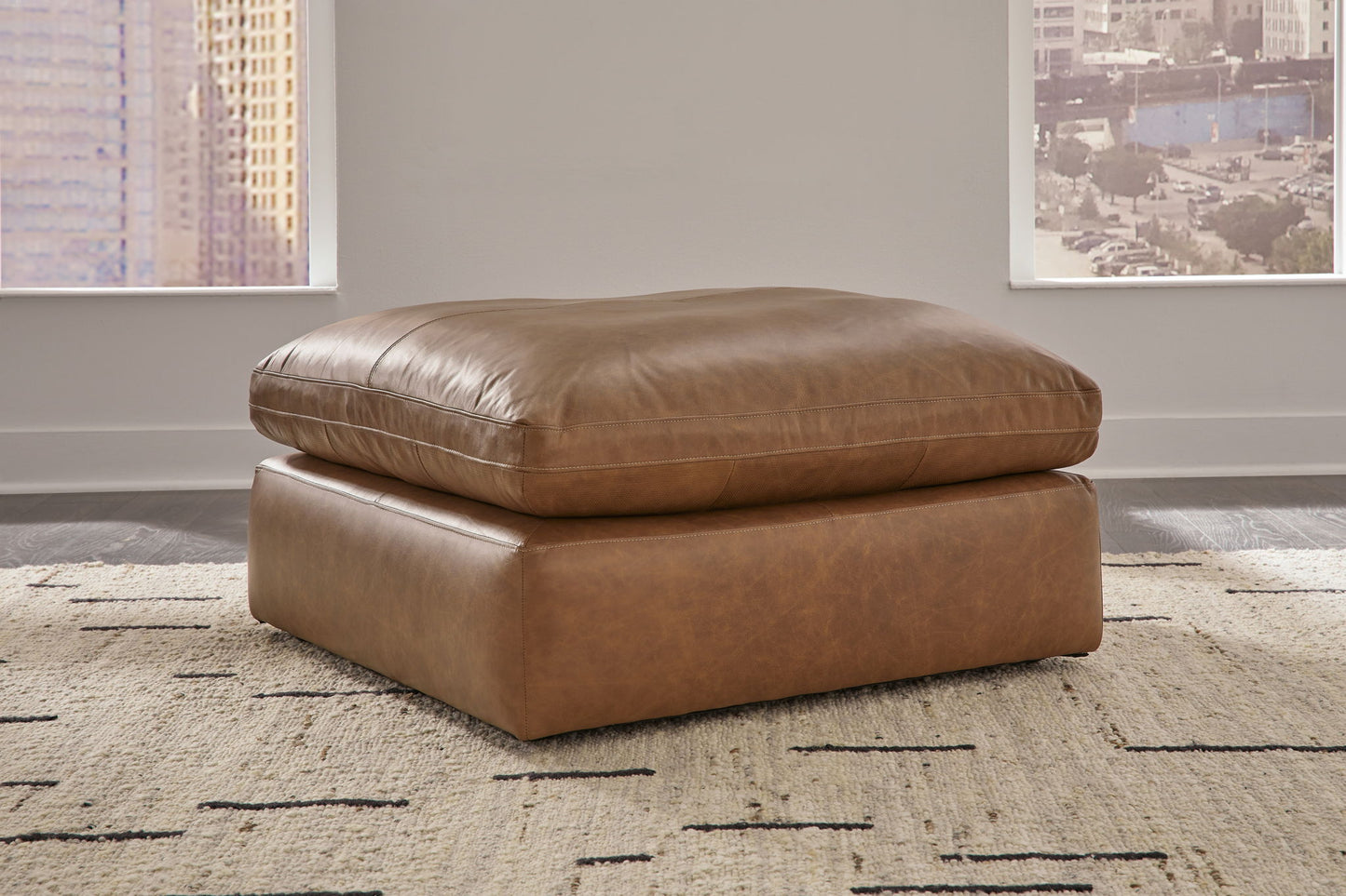 Emilia - 3 Pc. - 2 - Piece Sectional Loveseat, Ottoman - Caramel - Hornell Furniture Outlet