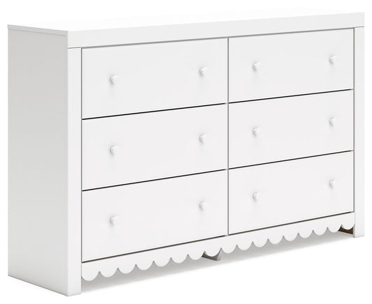Mollviney - White - Six Drawer Dresser - Hornell Furniture Outlet